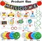 Back to School Hanging Decorations Set, Welcome to School Banner and Swirl Decorations, Classroom Welcome Party Decor with School Bus, Apple & Book Cutouts, Back to School Ceiling Hanging Supplies